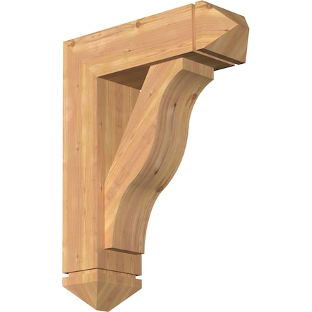 Funston Arts And Crafts Smooth Bracket W/ Offset Brace, Western Red Cedar, 7 1/2W X 24D X 32H